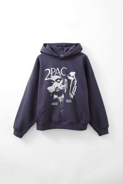Music Merch Hoodie, LCN BRA ARCTIC NAVY/TUPAC LOFI