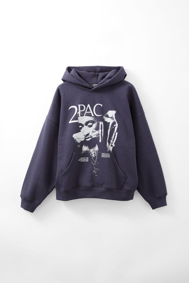 Music Merch Hoodie, LCN BRA ARCTIC NAVY/TUPAC LOFI