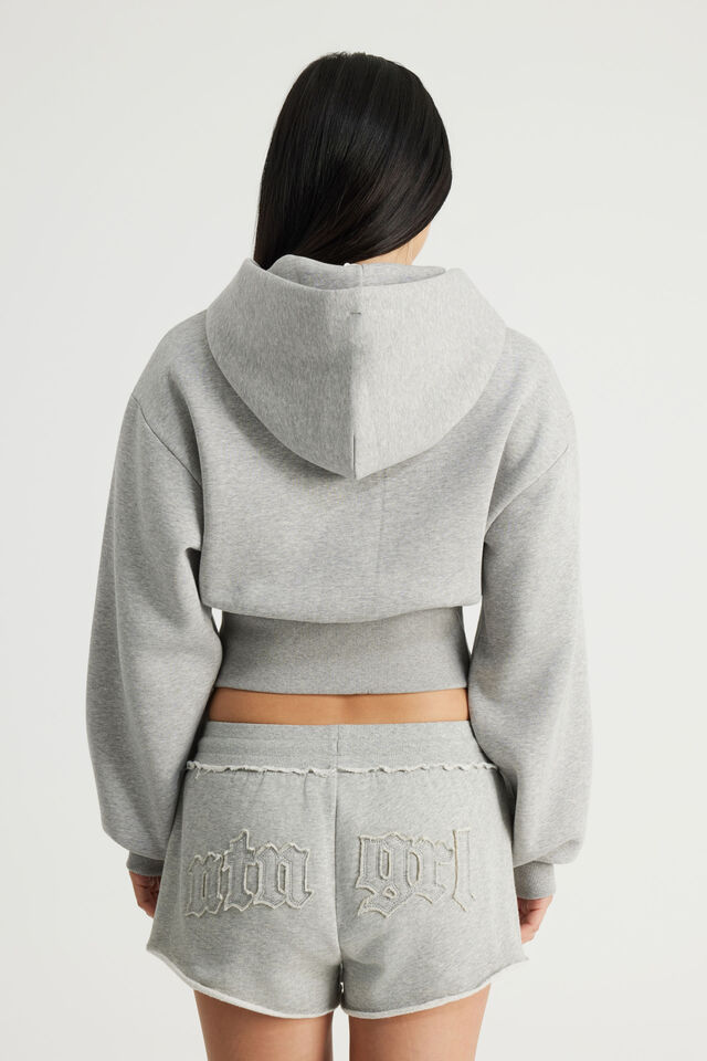 Authentics Shrunken Zip Through Hoodie, GREY MARLE