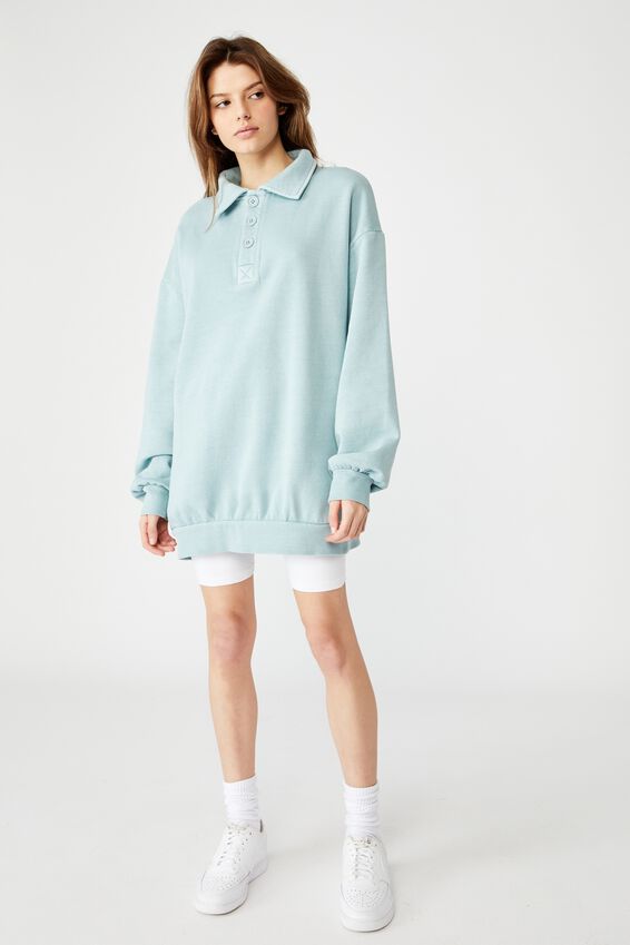 Oversized Collared Crew, WASHED ETHER