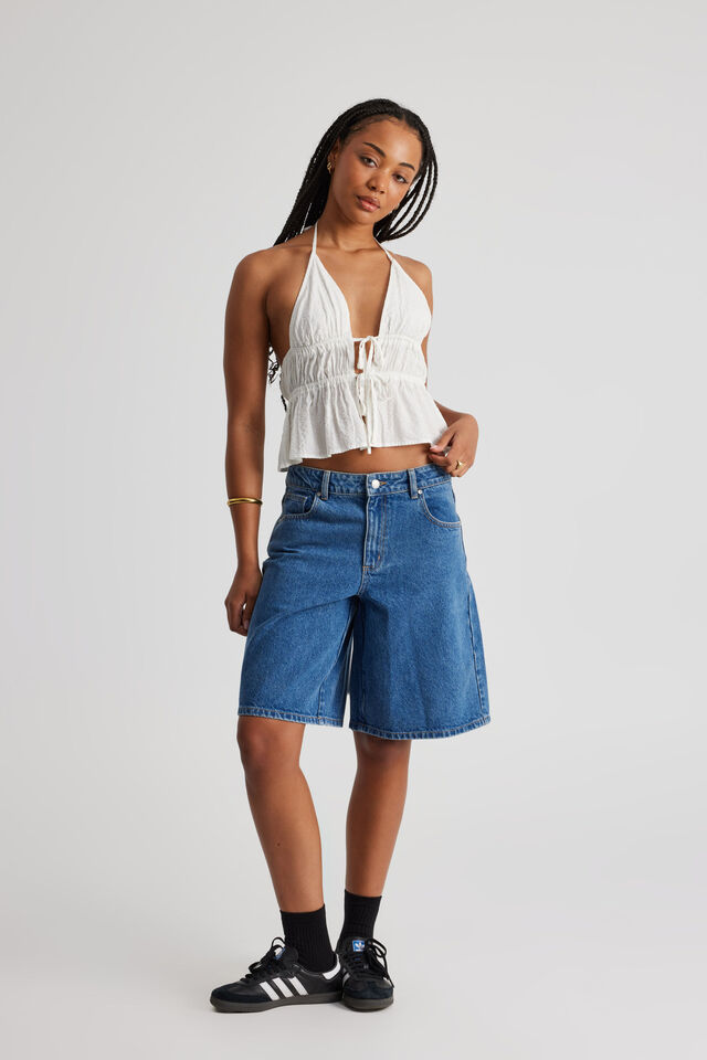 Bronte Tie Front Halter, WHITE