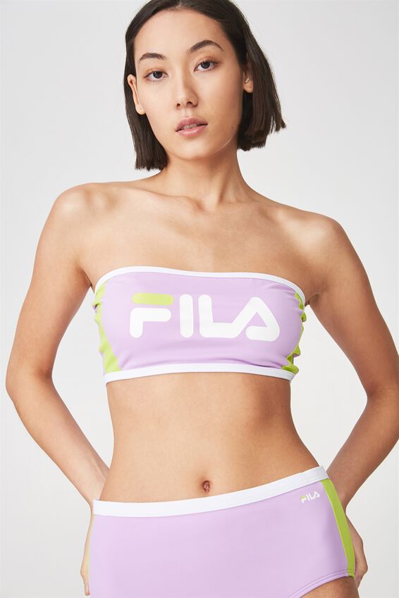 Fila Lcn Outline Side Panel Bandeau Bikini Top, NEW LAVENDAR