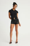 Short Sleeve Zip Through Shirt, BLACK - example image 2