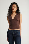 Soft Washed V Neck Top, BROWN SUGAR - example image 4