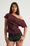 Off Shoulder Graphic Tee, BORDEAUX/SUMMER ROMANCE - example image 4