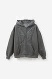 Allie Zip Through Slouchy Hoodie, WASHED BLACK/BUTTERFLY - alternate image 1