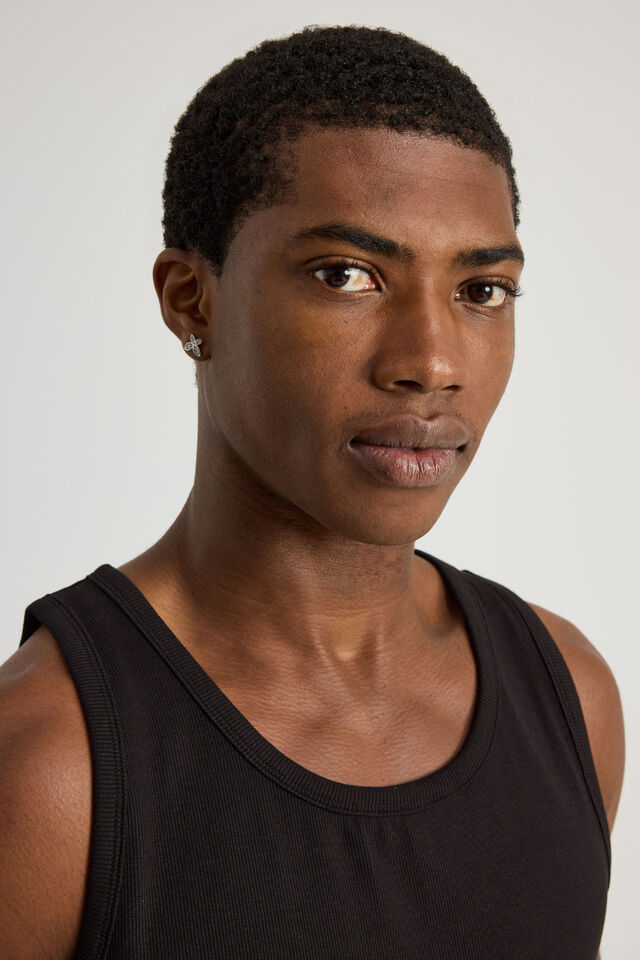 Authentics Rib Tank Top, BLACK