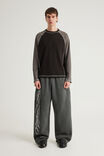 Notion Contrast Waffle Long Sleeve Tshirt, NTN BLACK/IRON PANELLED - example image 2