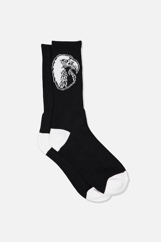 Retro Ribbed Socks, PREY BLACK/WHITE