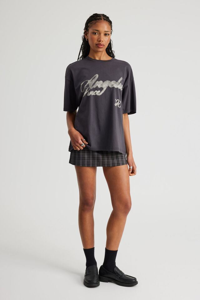 Oversized Graphic Tee, WASHED BLACK/ANGELIC