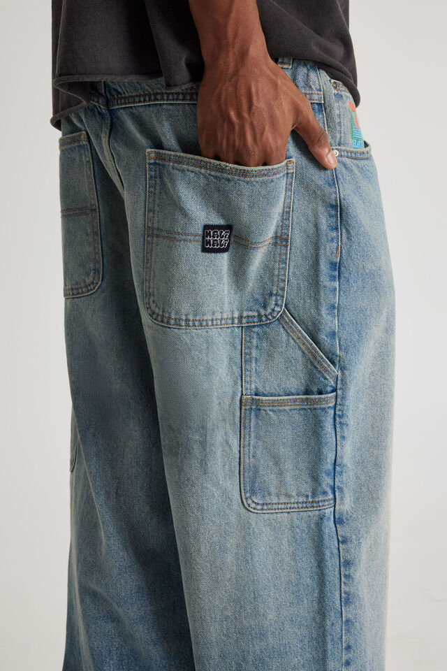 Half Half Baggy Painter Jean, NIAGARA BLUE