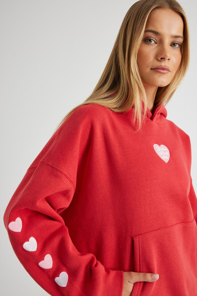 Harley Slouchy Hoodie, RANCH RED/BROKEN HEARTS CLUB