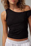 Gemma Asymmetric Shoulder Tank, BLACK - alternate image 4