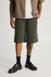 Half Half Pleated Woven Short, DEEP KHAKI - alternate image 2