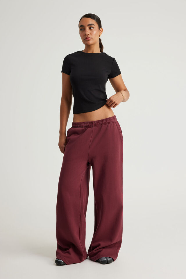 Classic Wide Leg Trackpant, WASHED CHERRY LACQUER