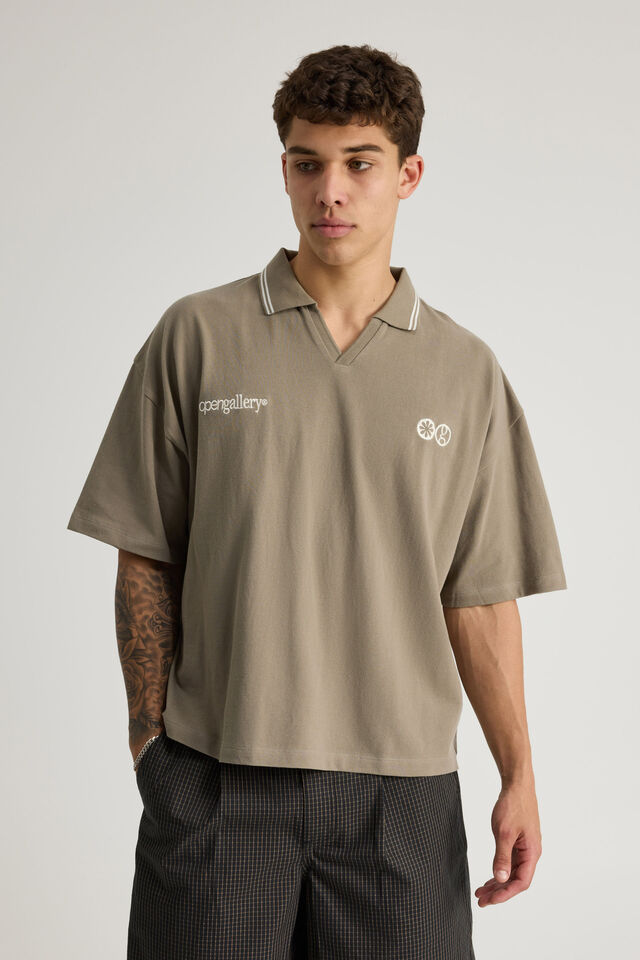 Open Gallery Cropped Sports Jersey, OG KHAKI MIST/GALLERY CREST