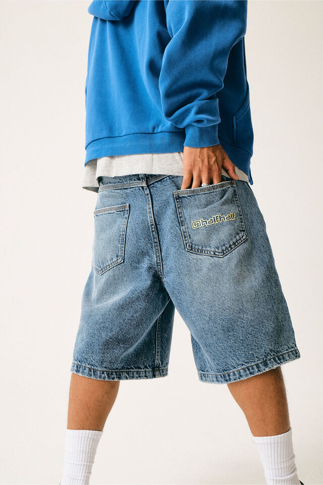 Half Half Classico Denim Short, DISTRESSED CLASSIC INDIGO