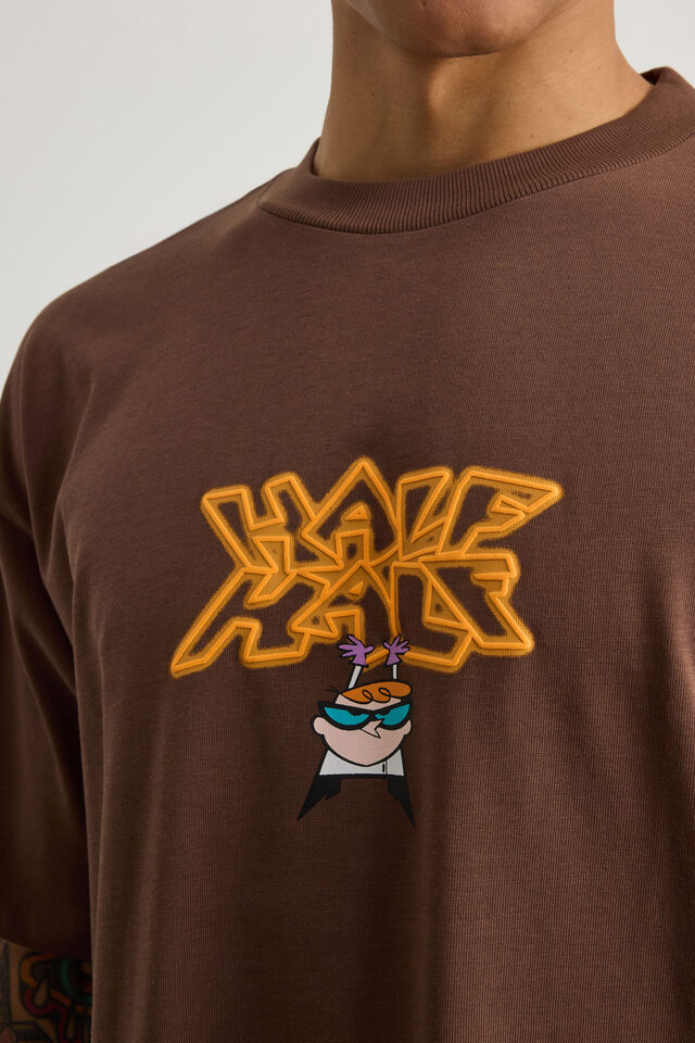 Cartoon Network X Half Half Box Fit Tshirt, LCN WB BRACKEN/DEXTER HALF HALF
