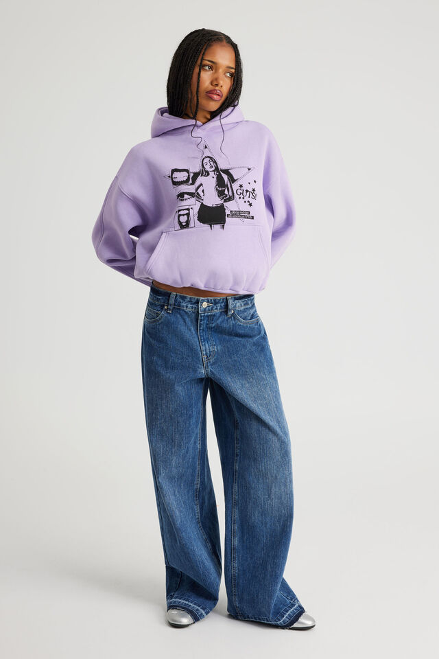 Music Merch Boxy Hoodie, LCN BRA LIGHT IRIS/OLIVIA RODRIGO