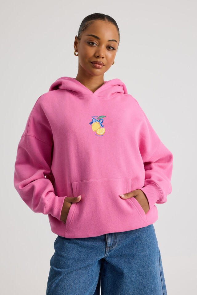 Harley Slouchy Hoodie, WILD ORCHID/SOUR LEMONS