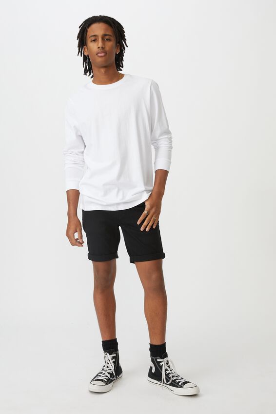 Slim Cut Denim Short, TRUE BLACK