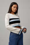 Kelsey Knitted Crop Stripe Jumper, BLUE STRIPE MULTI - alternate image 1