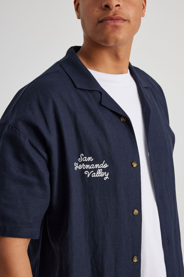 Embroidered Textured Shirt, NAVY BLAZER/CALABASAS