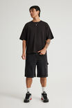 Half Half Painter Baggy Denim Short, BLACK STONE - alternate image 1