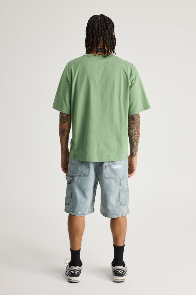 Half Half Painter Baggy Denim Short, DAY BLUE