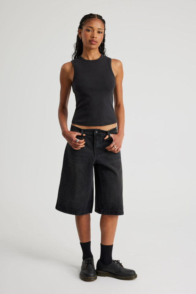 High Neck Tank, WASHED BLACK