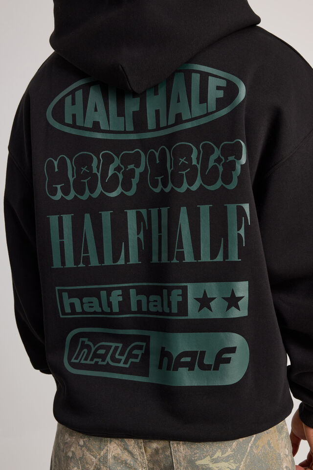 Half Half Hoodie, HH BLACK/HALF HALF HERITAGE