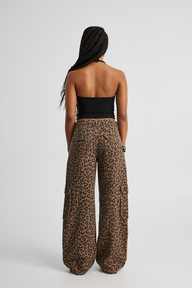 Lexi Baggy Cargo Jean, LEOPARD PRINT