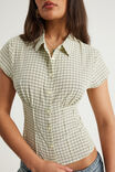 Short Sleeve Fitted Shirt, YELLOW CHECK - example image 4