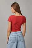 Estelle Short Sleeve Wrap Top, RANCH RED - alternate image 3