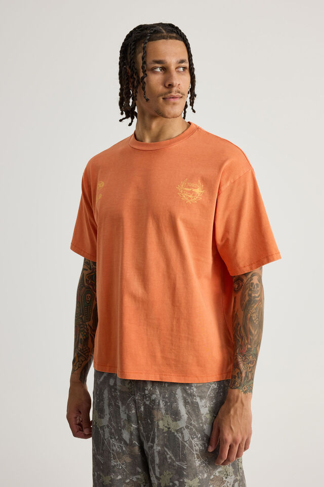 Open Gallery Box Fit Tshirt, OG WASHED RICH ORANGE/GALLERY STARS