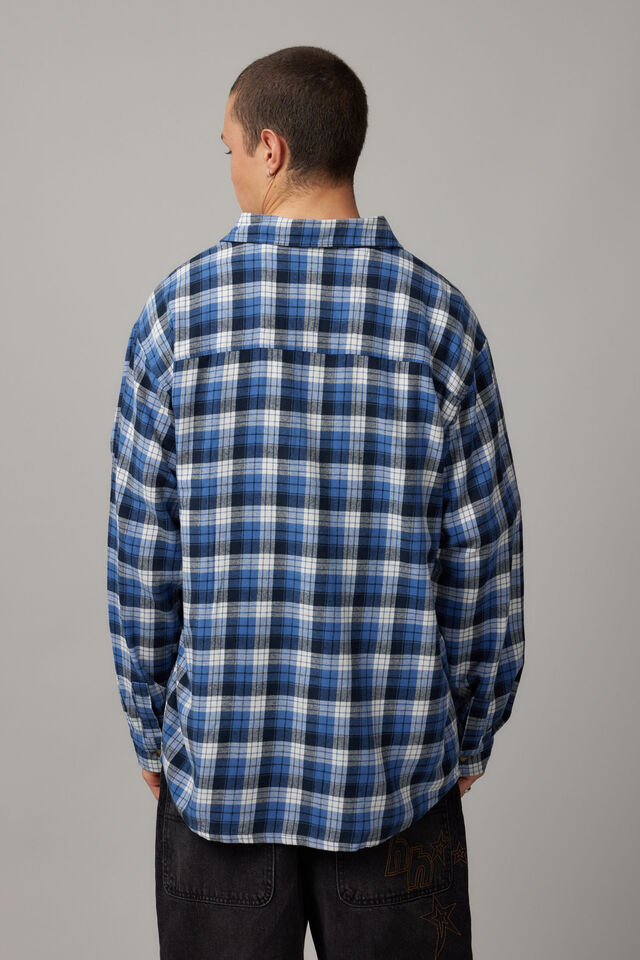 Washed Lightweight Check Shirt, WASHED NAVY BLUE CHECK