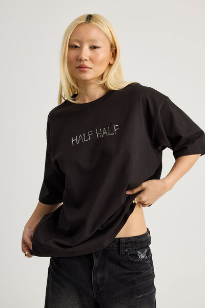 Half Half Box Fit Graphic T Shirt, HH BLACK/THAT HALF HALF BRAND