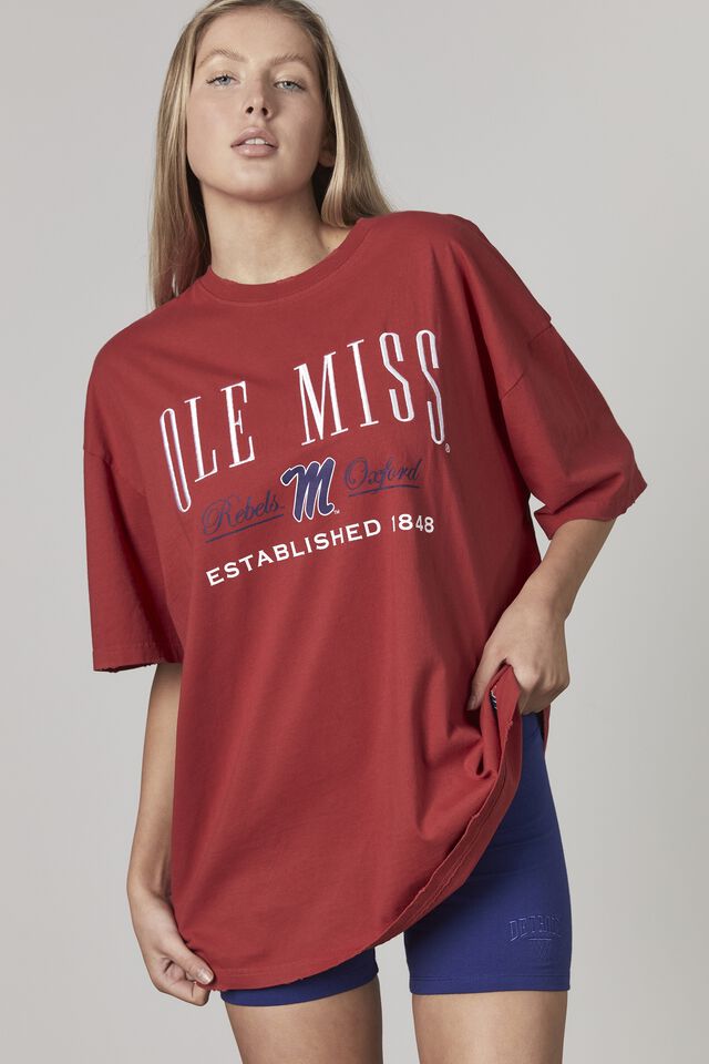 Lcn College Oversized Graphic Tee, LCN MIS WASHED RED/MISSISSIPPI