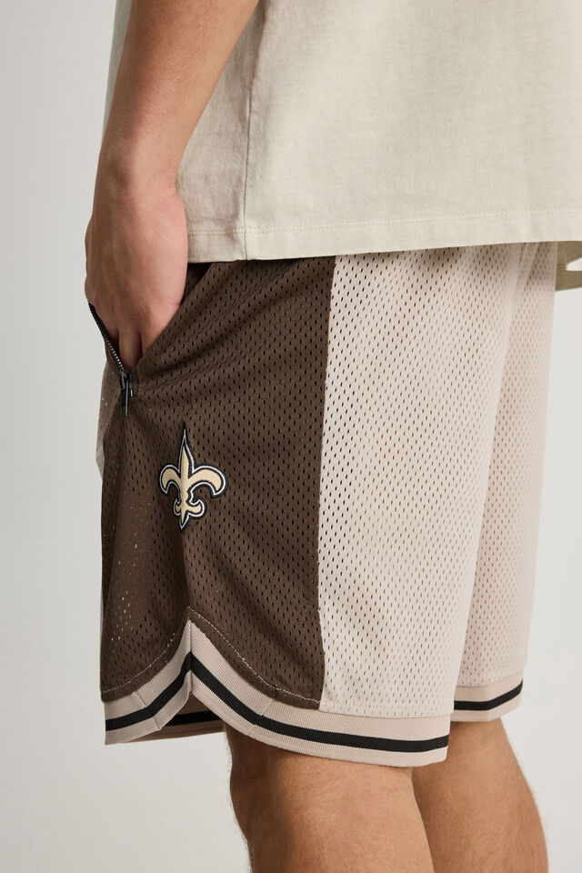 Nfl Basketball Short, LCN NFL BEIGE CEDAR/SAINTS PANELLED