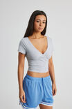 Estelle Short Sleeve Wrap Top, GREY MARLE - alternate image 1