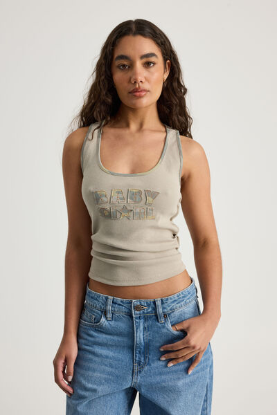 Graphic Tank, WASHED SUNBLEACHED KHAKI/BBY GIRL