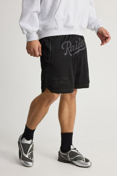Nfl Basketball Short, LCN NFL BLACK/RAIDERS SCRIPT STEALTH