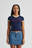 Fitted V Neck Tee, NAVY BLAZER/NEW YORK - alternate image 2