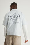 Notion Boxy Cropped Short Sleeve Shirt, NOTION BLUE WHT SPIKY LOGO - example image 1