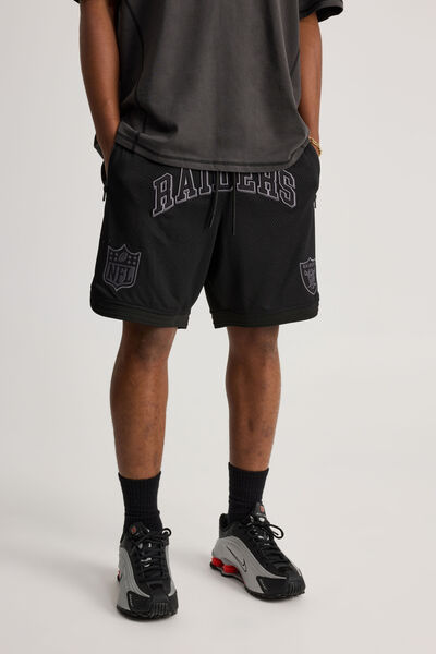 Nfl Basketball Short, LCN NFL BLACK/RAIDERS NEW STEALTH COLLEGIATE