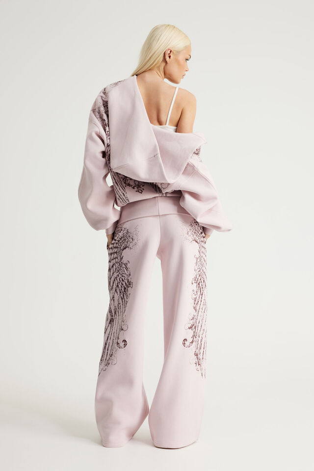 Wide Waistband Trackpant, NTN PINK DUST/GOTHIC SCRIPT