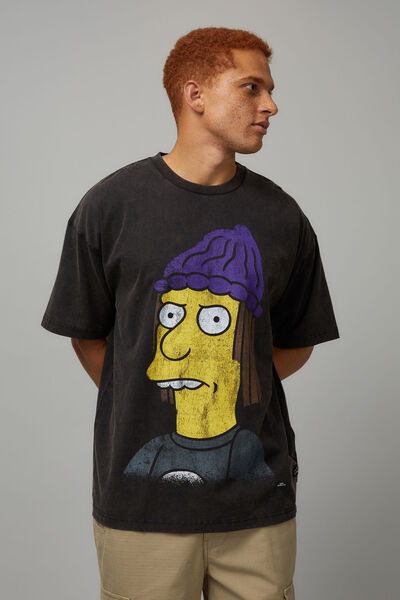 Oversized Simpsons T Shirt, LCN SIM WASHED BLACK/JIMBO JONES