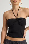 Ruched Front Bandeau Halter, BLACK - alternate image 4