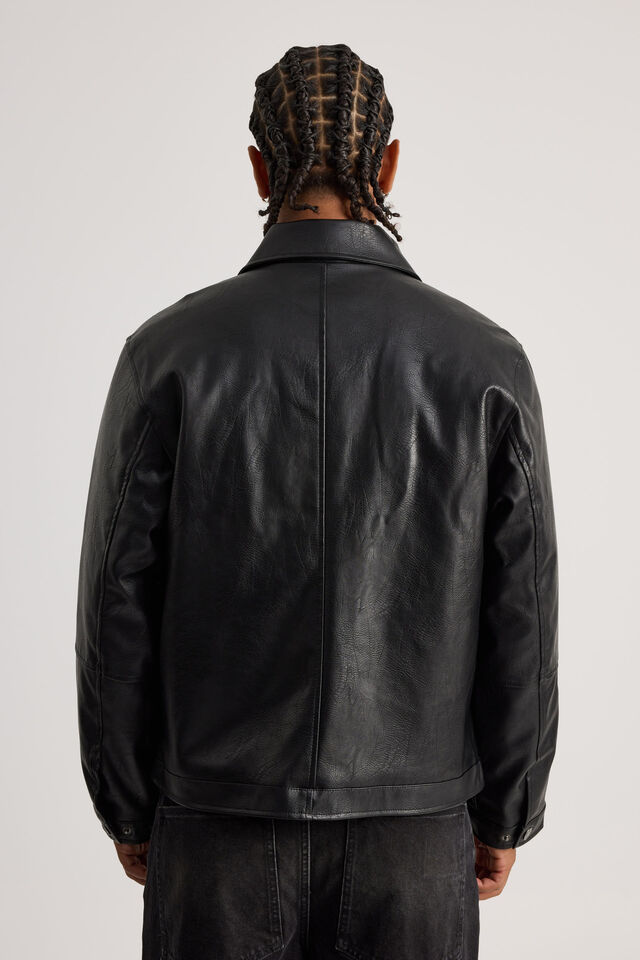 Notion Pu Leather Jacket, BLACK