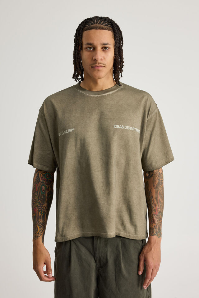 Open Gallery Box Fit Tshirt, OG KHAKI MIST OVERDYED/IDEAS DEPT